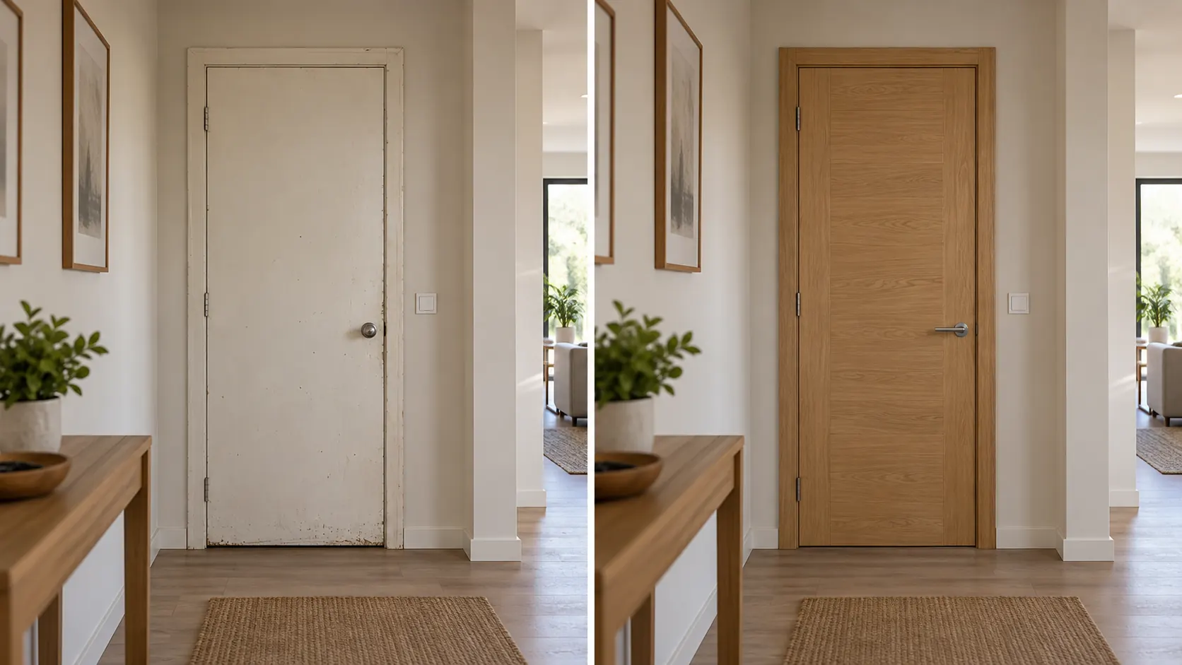 Puerta interior renovada en una estancia contemporánea